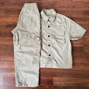 Zara | Beige Button-Up Shirt and Pants Set